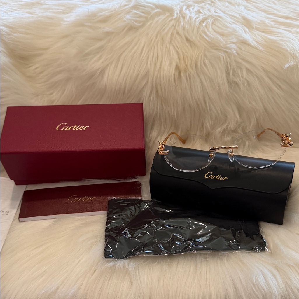 Cartier Black And Gold Sunglasses Set